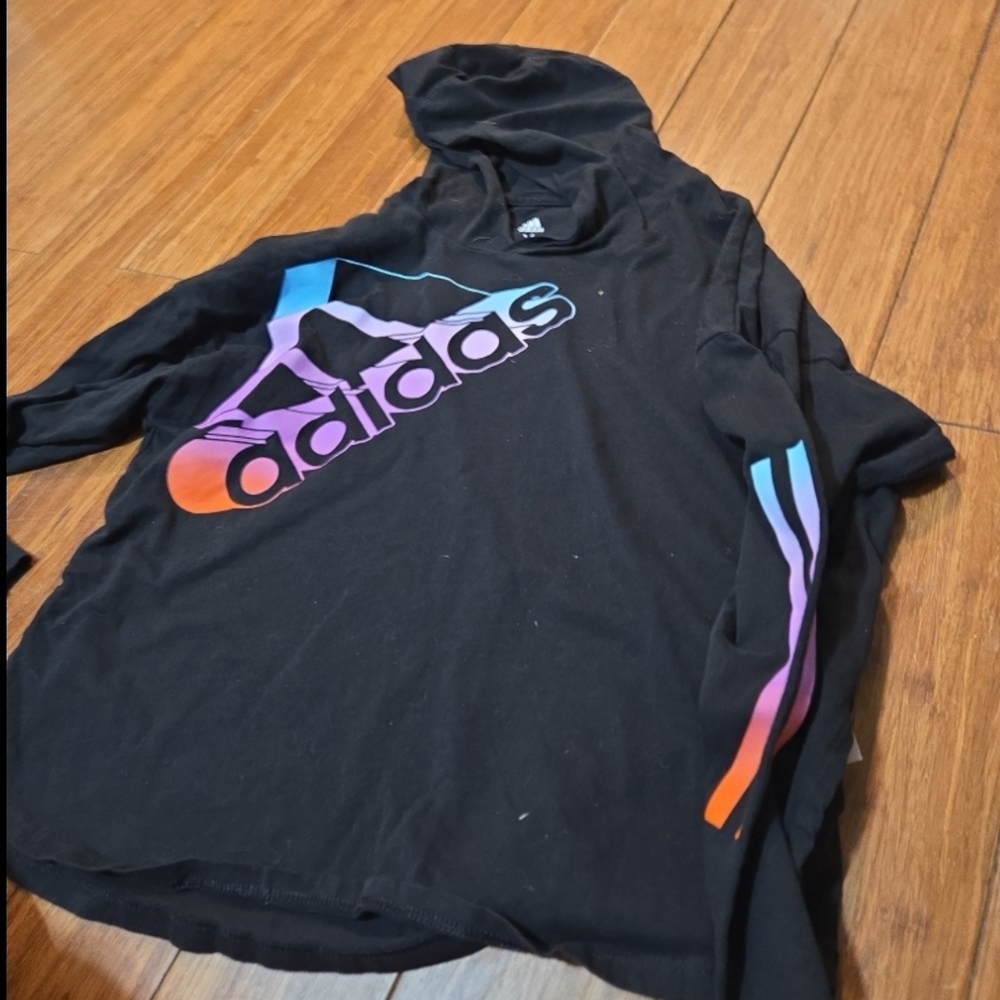 Adidas Black Hoodie with Multicolor Logo
